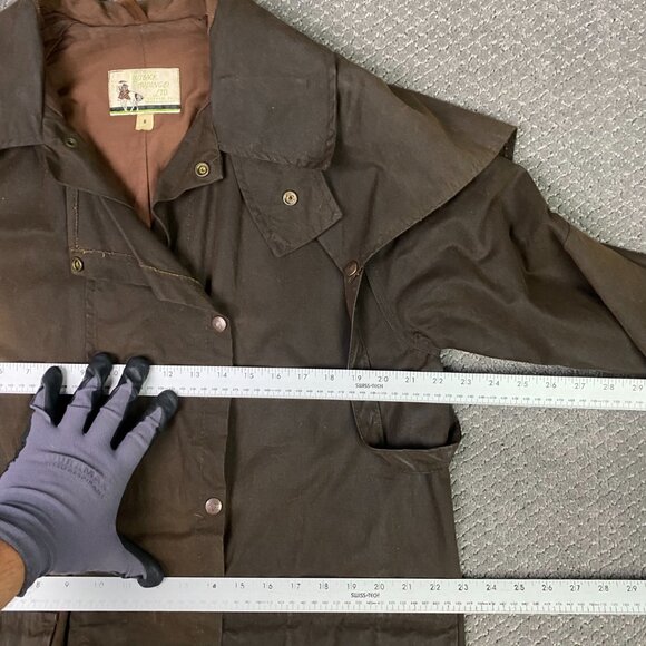 Vintage Outback Trading Company Co. Oilskin Duster Jacket Coat Men's Small Waxed - Picture 11 of 14